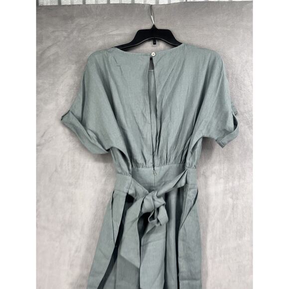 Rumer The Label Loulou Belted Jumpsuit Size Small 100% Linen Gray - Picture 7 of 11